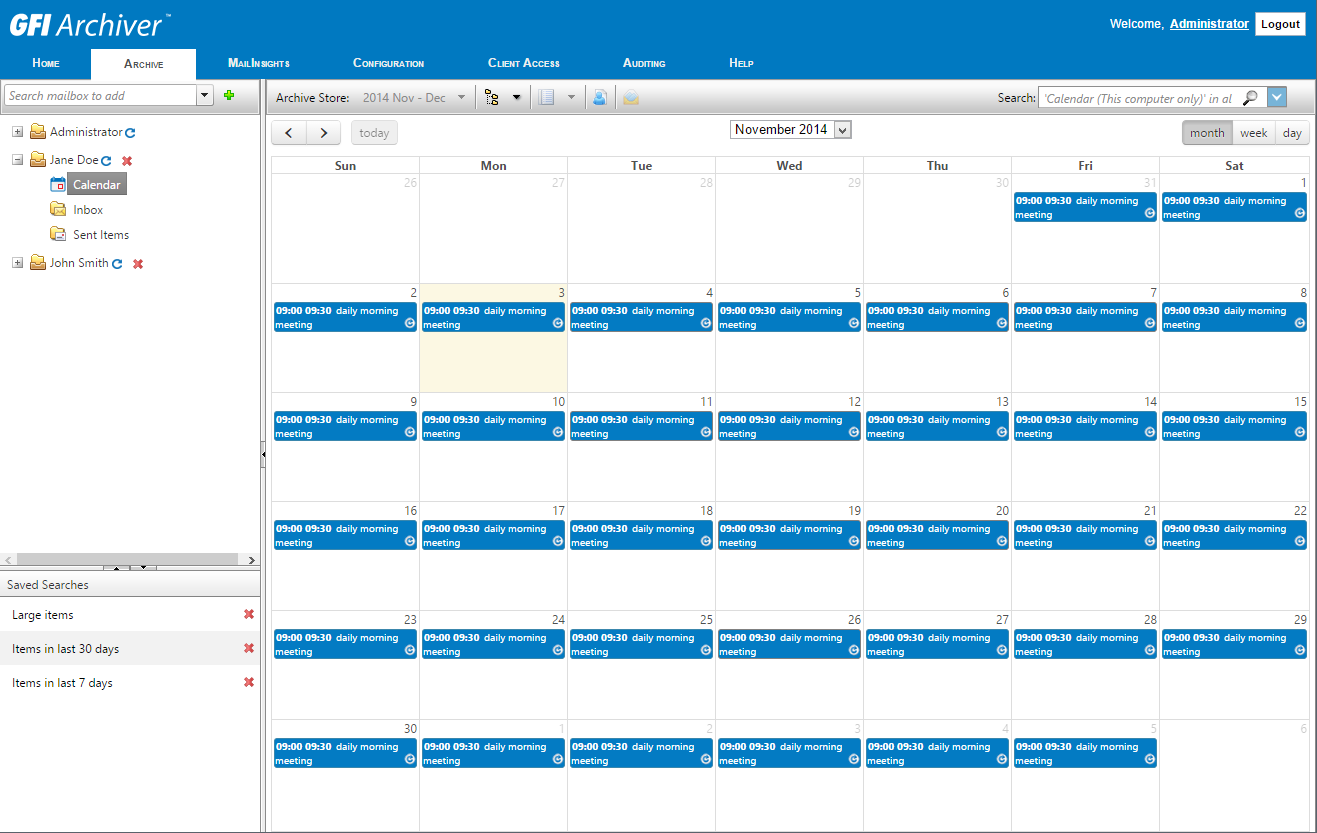 Calendar view